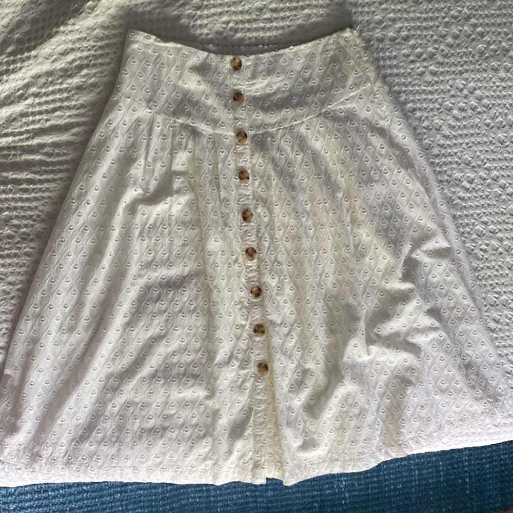 Maeve by Anthropologie Eyelet White Midi Skirt